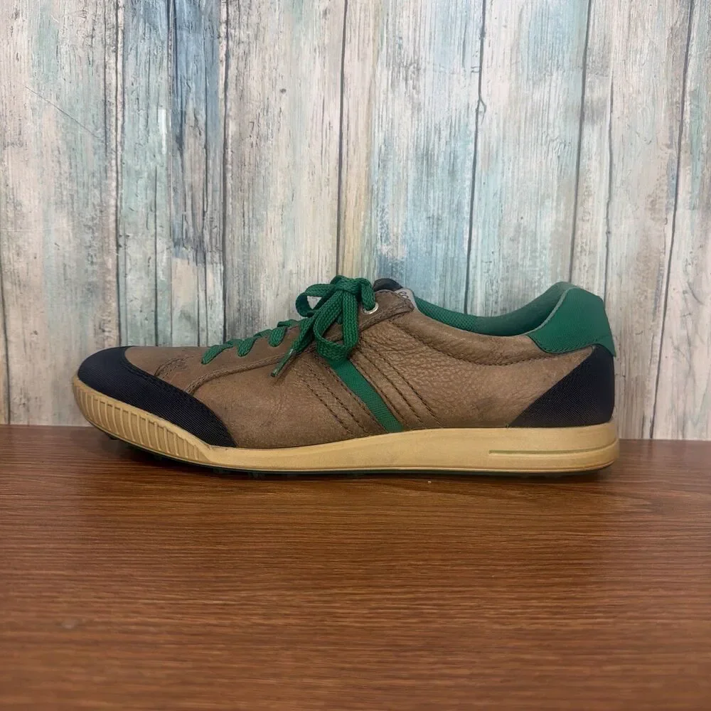ECCO Mens 46 US 12 12.5 Brown Green Leather Lace Up Casual Sneakers Shoes